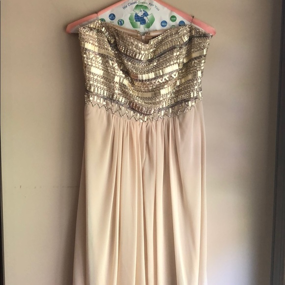 silver and gold gown